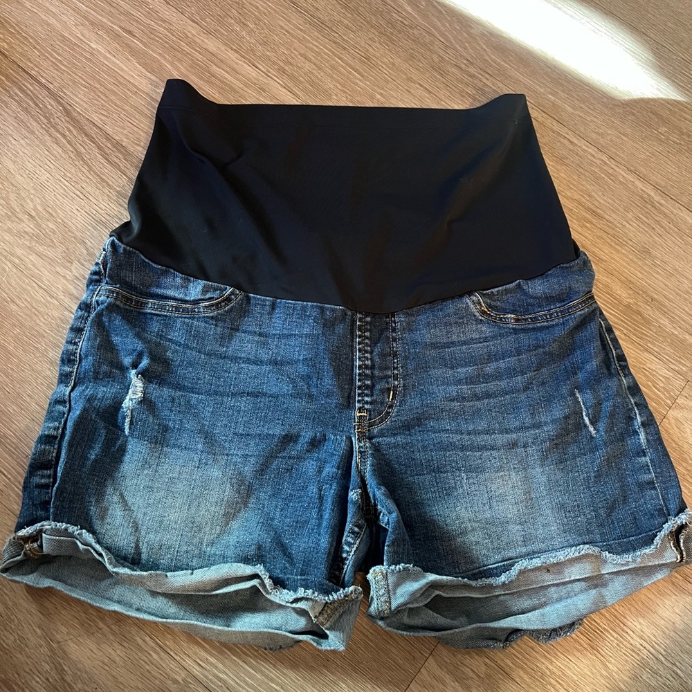 Just Black High Waist Denim Shorts with Black Waistband